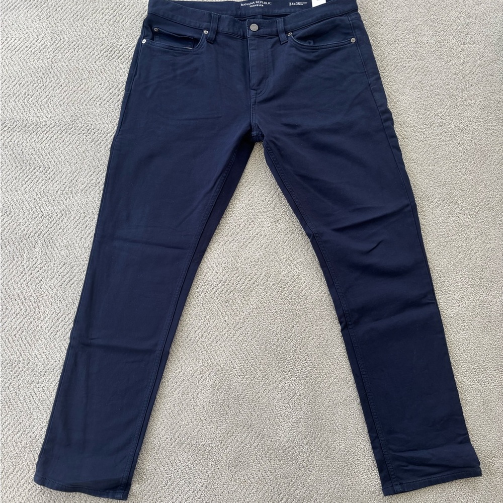 Banana Republic Men's Navy Skinny Fit The Traveler Pant